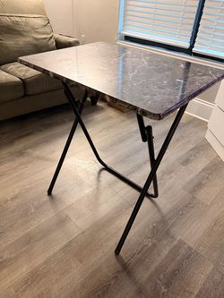 Folding Table with Marble-Print Top