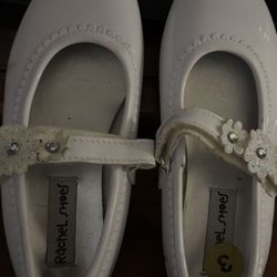 Girls Previously Owned White Dress Rachel’s Shoes Sz3 