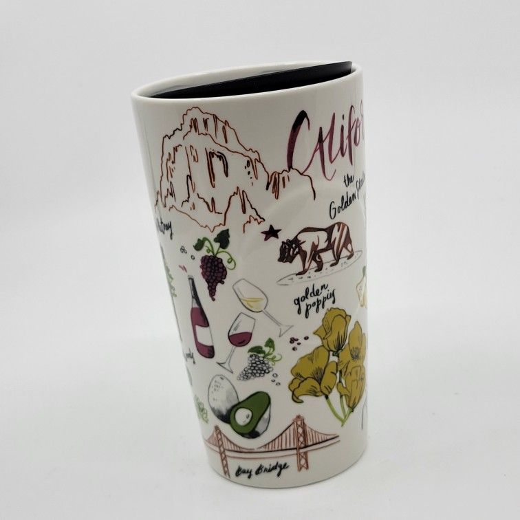 Starbucks 2021 California The Golden State Ceramic Traveler Tumbler Mug
12oz. Perfect shape, like new. 6" tall. Weight slightly over 1lb plus
includ
