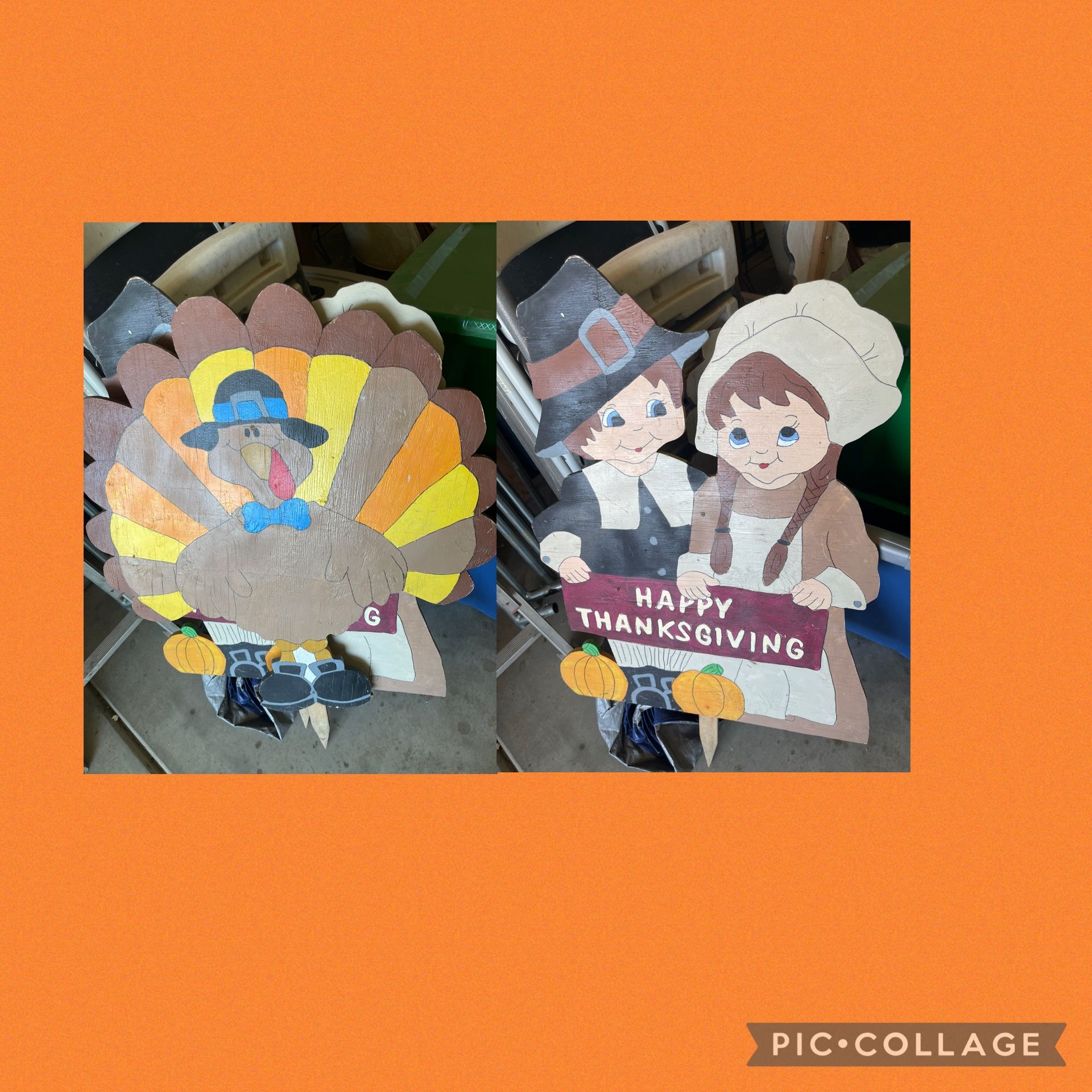 Two Large Size Wooden Yard Decorative Item / Fall Seasons/ Thanksgiving $25 For Both