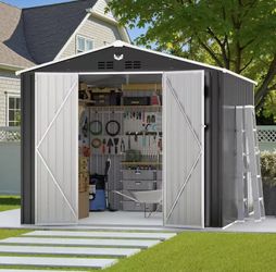 Outdoor Storage Shed, Metal Garden Shed, Storage Tool Sheds with Lockable Doors, Waterproof Outside Storage Building for Backyard, Patio (Black; Floor