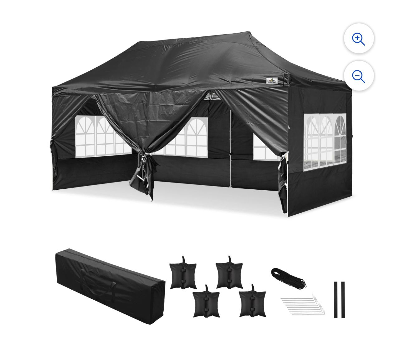 10x20\' Easy Pop Up Canopy 420D Folding Tent Wedding Party Outdoor w/ Removable Sidewall 