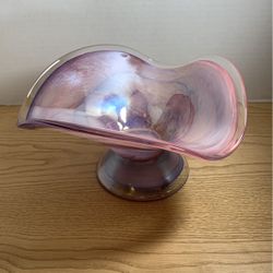 Art Class In Marano? Lavender Pinks And Blue Swirl Silver crested Edge 9 1/2” X 5” L1
