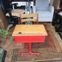 Antique Original Little Red School Desk.