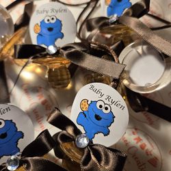 Personalized Cookie Monster Baby Shower Pacifiers Guest Favor Necklaces 