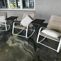 Patio Chair Set 3 Rocking Chairs And 2 Tables