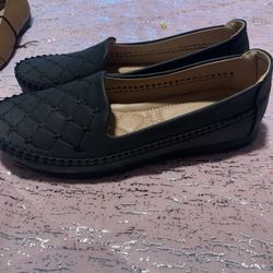 Womens Size 6.5 Black Dress Shoes Flats 