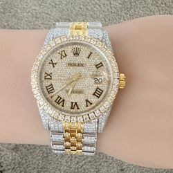 Rolex pre owned 36mm DateJust Bussdown Champagne Roman Diamond Dial 