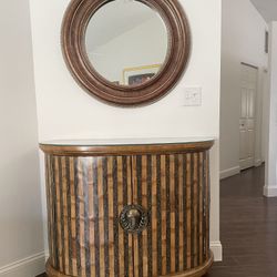 Wood Cabinet And Mirror Set 