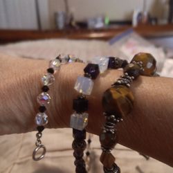 3 Swarovski Crystal Sterling Silver Bracelets $40 OBO 