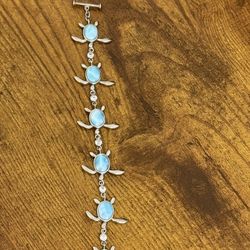 Sterling Silver Alana Larimar Sea Turtle Bracelet  