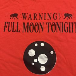 Red "Warning! Full Moon Tonight" t-shirt