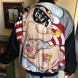 Popeye silk bomber jacket