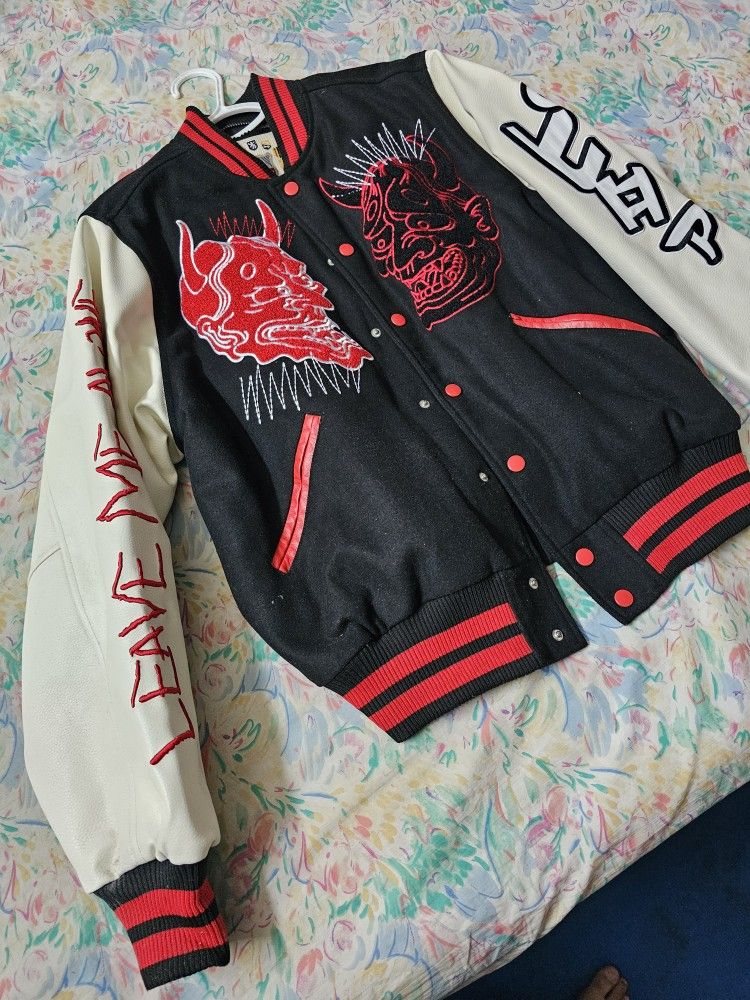 Smoke Rise Demon Men Varsity Jacket, Size Medium
