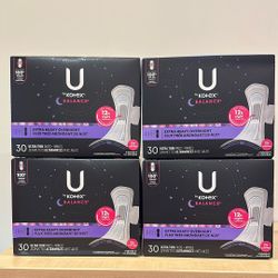 Kotex ultra thin pads with wings extra heavy overnight 30 count: $6 each