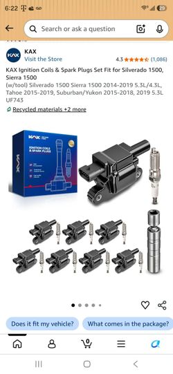 KAX Ignition Coils & Spark Plugs Set  for Silverado  Sierra  Tahoe Suburban yukon escalade