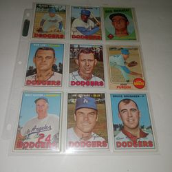 Lot Of 9 Vintage Old 1960's LA DODGERS Baseball Cards 