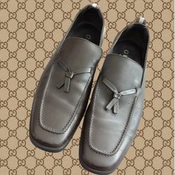 Gucci Italy 2000s Dark Brown Leather Tassel Moccasin Loafers, Size 9 D
