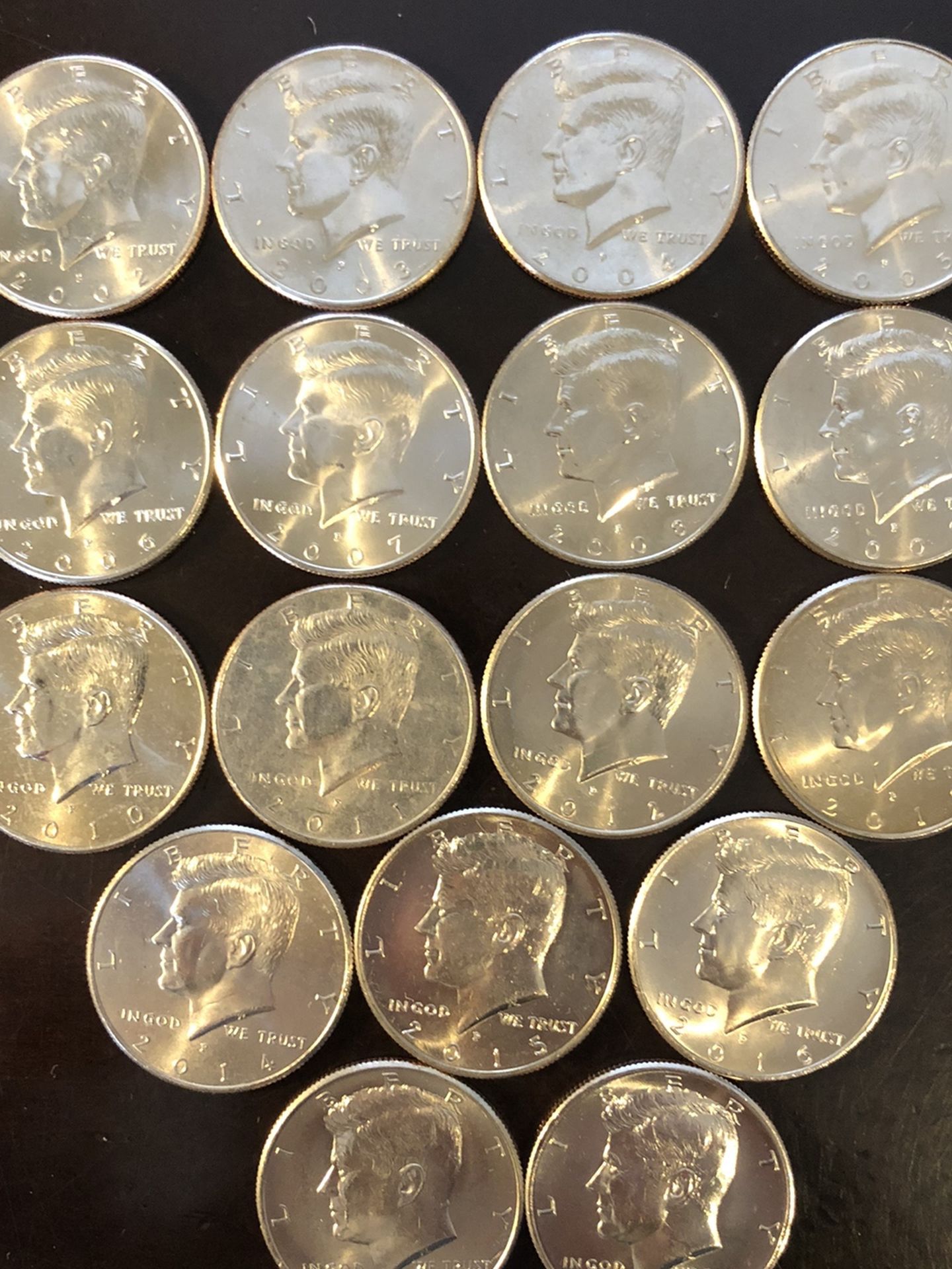 KENNEDY HALF DOLLAR COINS - “NIFC” - LOW MINTAGE!!! - 17 Coins for $23 - Dates 2002-2018 all P Mint Mark - not Silver coin