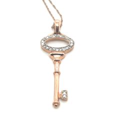 10kt Rose Gold Necklace And Pendant Diamond Key .10ctw 151935 10