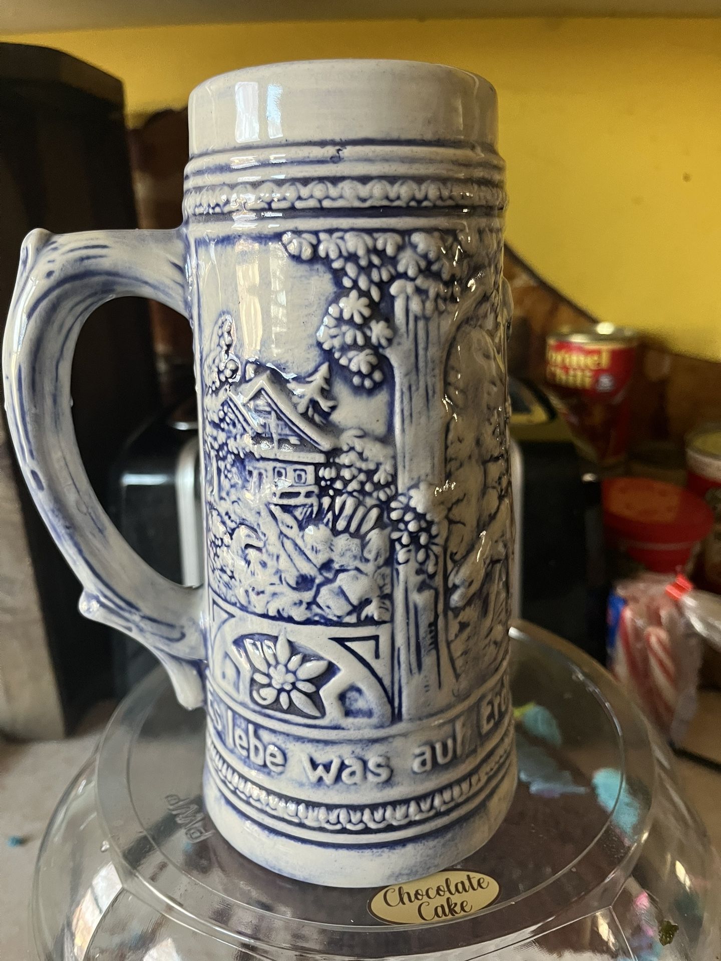 Antique German beer stein made in Holland 8.5” Tall 4.5”  Base
