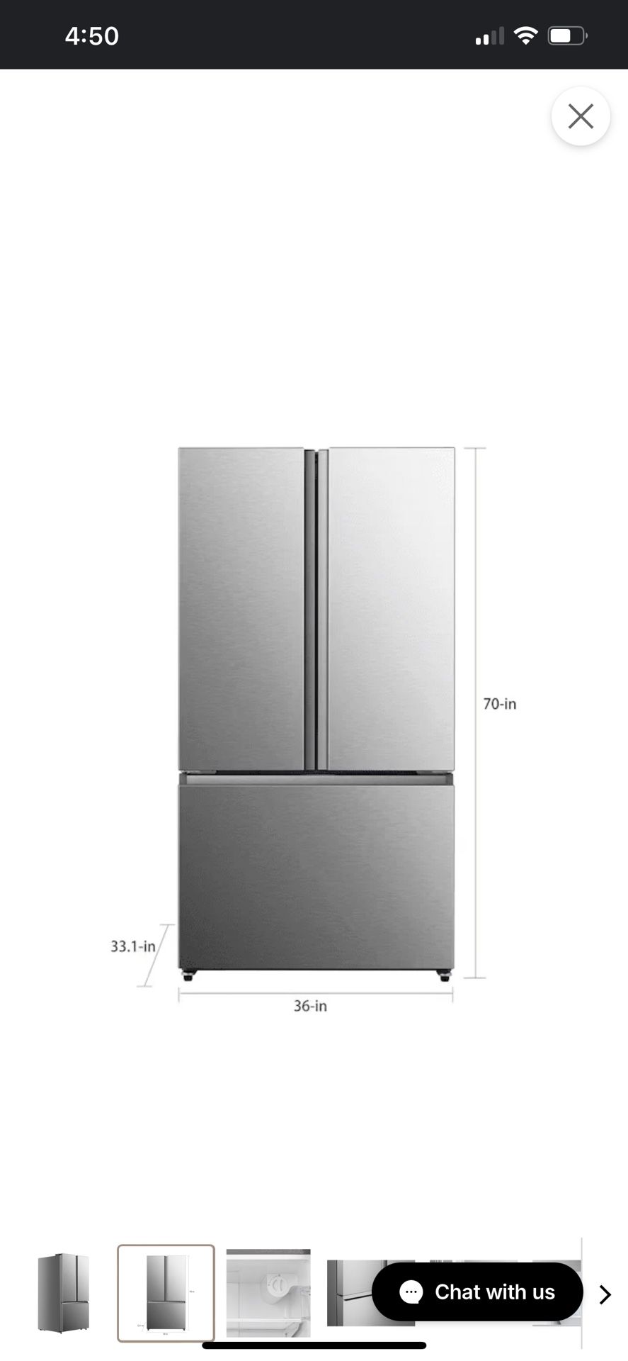 isense 26.6-cu ft French Door Refrigerator with Ice Maker and Water dispenser (Fingerprint Resistant Stainless Steel) 