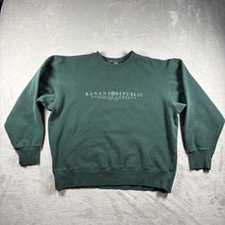 Vintage Banana Republic Sweatshirt Mens L Faded Green Crewneck Pullover 90s#1202