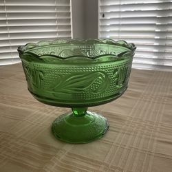 Vintage E.O. Brody Emerald Green Compote/Candy Pedestal Bowl Dish