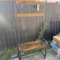 Industrial Entryway Hall Tree with Bench & Shoe Storage