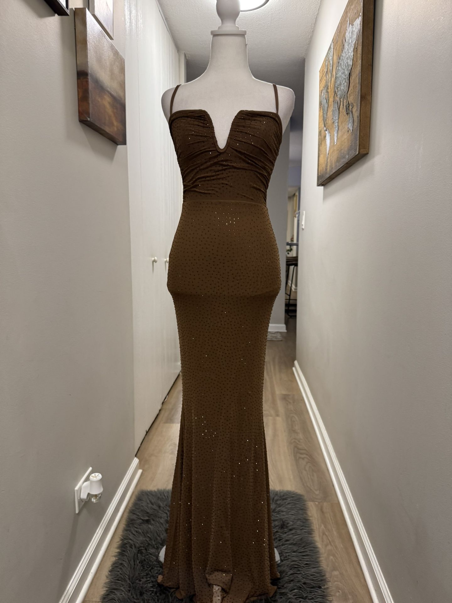 Rhinestone Mesh Mermaid Dress