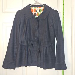 J.Crew black blazer with colorful polka dot lining, adult size 0