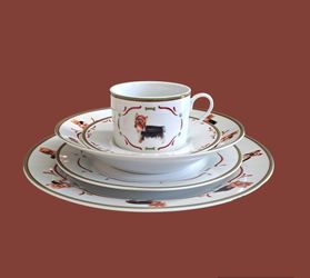 Danbury Mint Yorkieshire Terrier Dinningware Set 5 Pieces