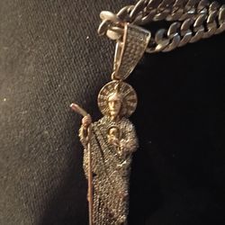 San Judas Religious Diamond Pendant