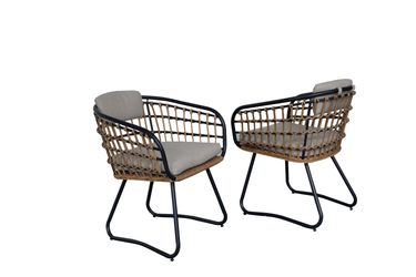 7-Piece Outdoor Wicker Dining Set with Wood-Plastic Composite board Table