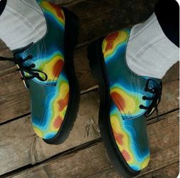 NEW Dr. Martens 1461 Genix Nappa Oxford Women’s  size 7 Thermal Map Print low top lace up NWT