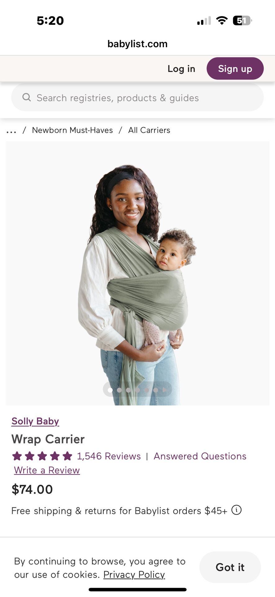 Solly Baby Wrap In Ivy