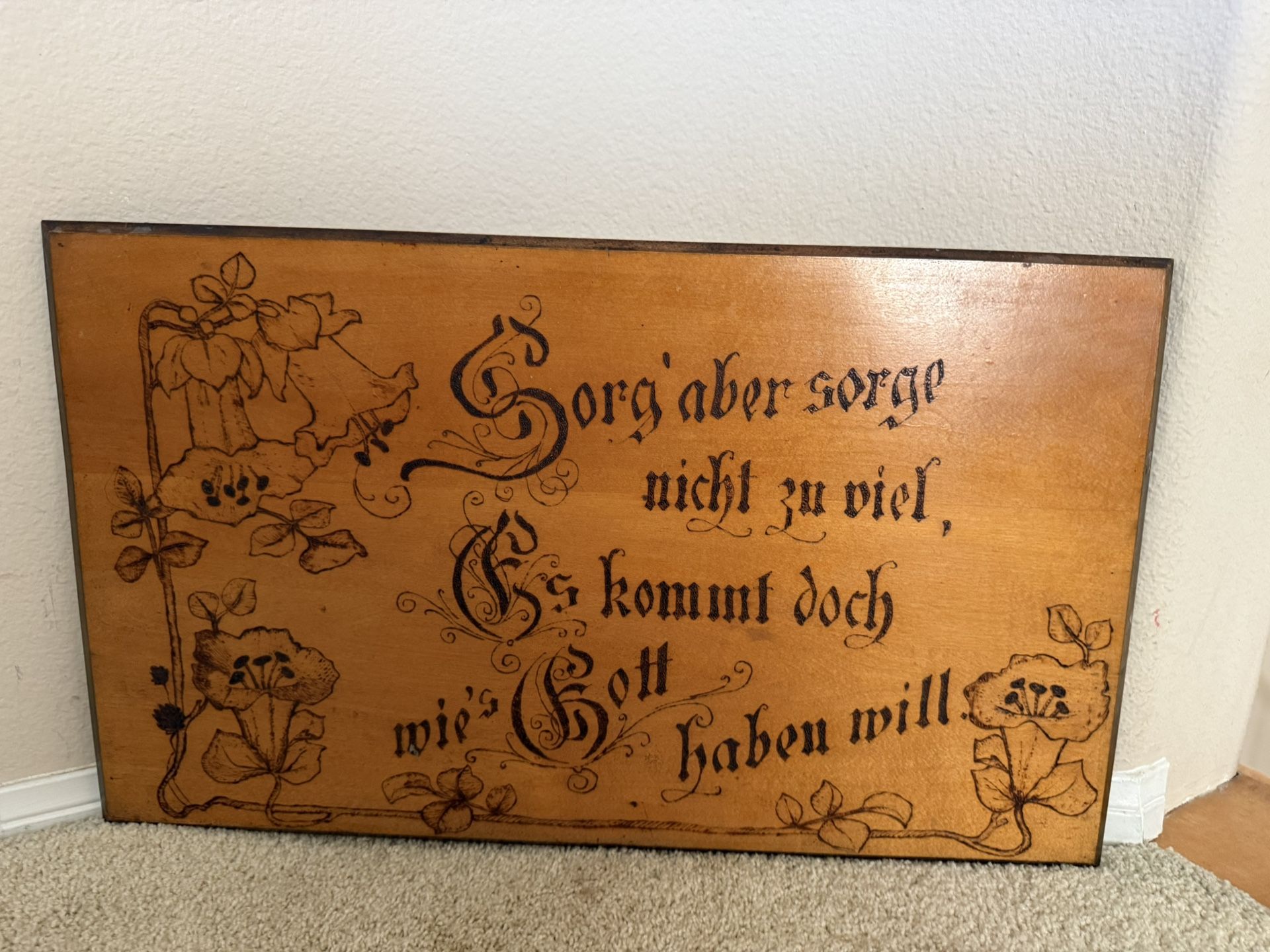 Vintage Wooden German Sign