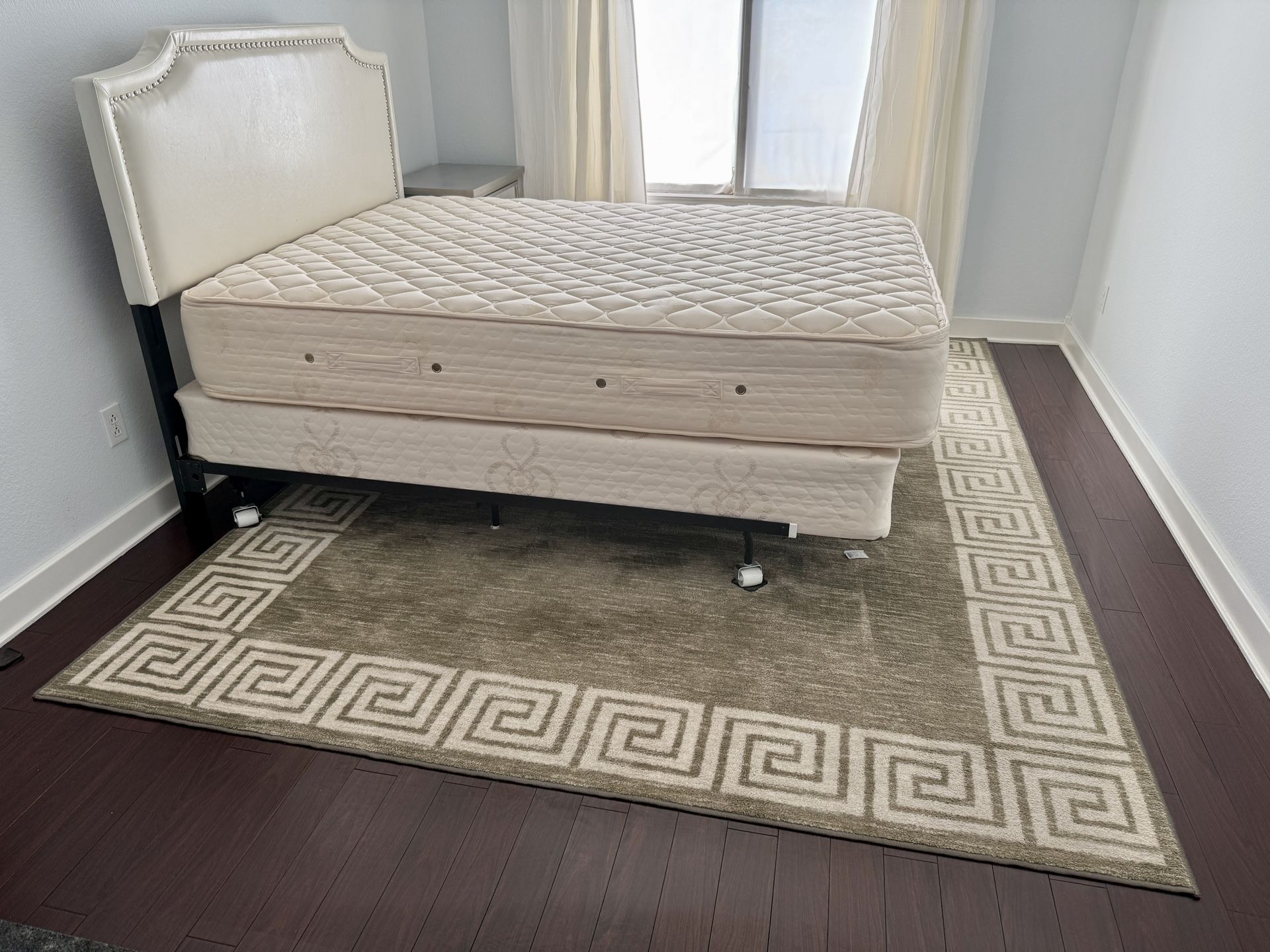 Bed frame, headboard, box spring, and mattress