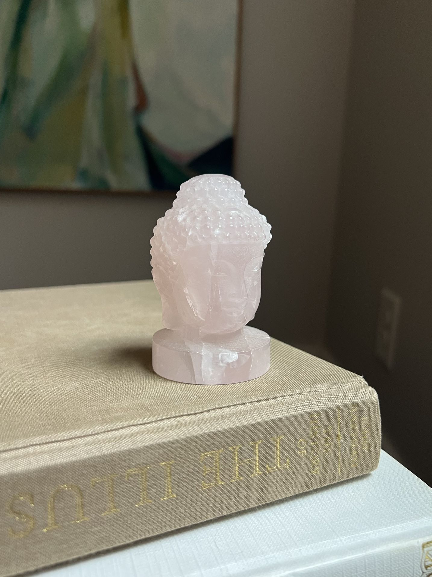 Small Rose Quartz Buddha ( H3.2” D2” ) firm on price 