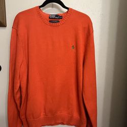 Polo By Ralph Lauren Men’s  Orange Crew Neck Sweater