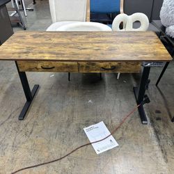 FEZIBO Adjustable Height Electric Standing Desk with Double Drawer, 55x 24 Inches Stand Up Home Office Desk