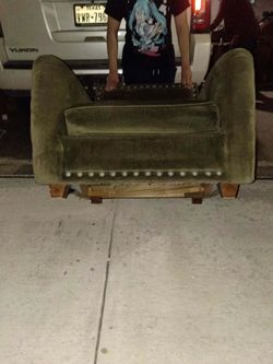 Green Velvet Chaise Lounge with Nailhead Trim