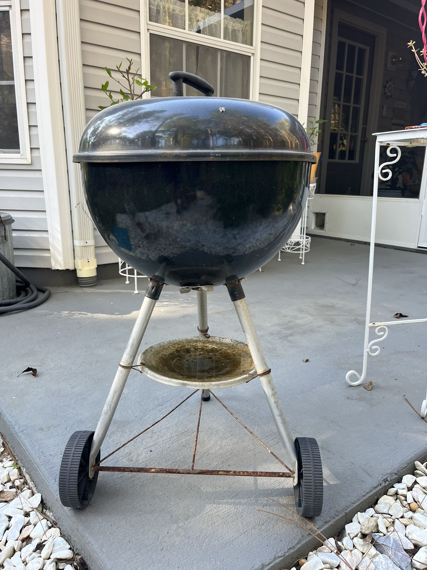 Weber Grill + Galvanized Charcoal Bucket