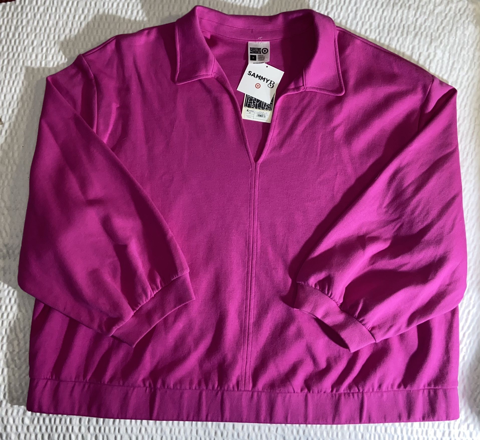 NWT New Womens Sammy B Black History Month Pink Shirt Top 3X XXXL 