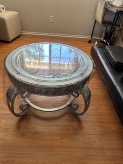 Silver coffee table and end table