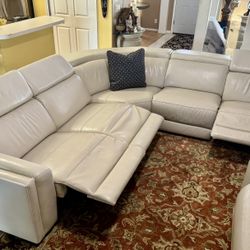 True Wall Hugger Design Leather Electric Sectional 
