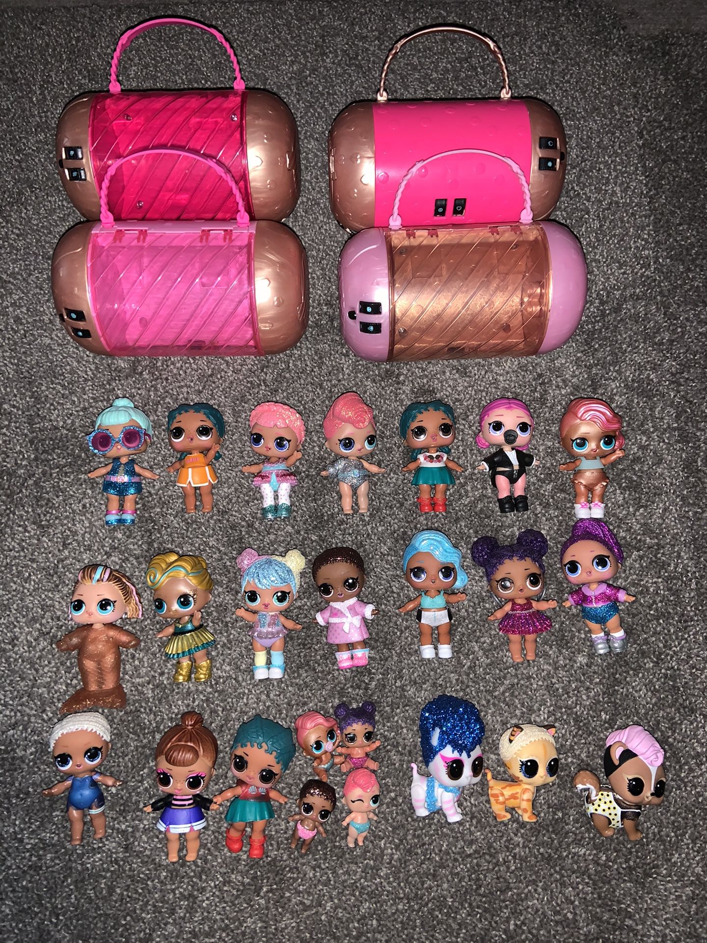 Lot of LOL dolls and accessories