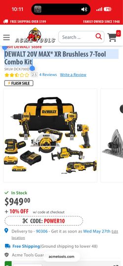 DEWALT 20V MAX* XR Brushless 7-Tool Combo Kit
