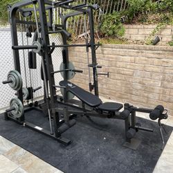 Vesta Fitness Smith Machine 1001 w/Bench Attachment | 245lb Cast Iron Olympic Weights | 7ft Olympic Bar | Fitness | Gym Equipment | FREE DELIVERY 🚚 