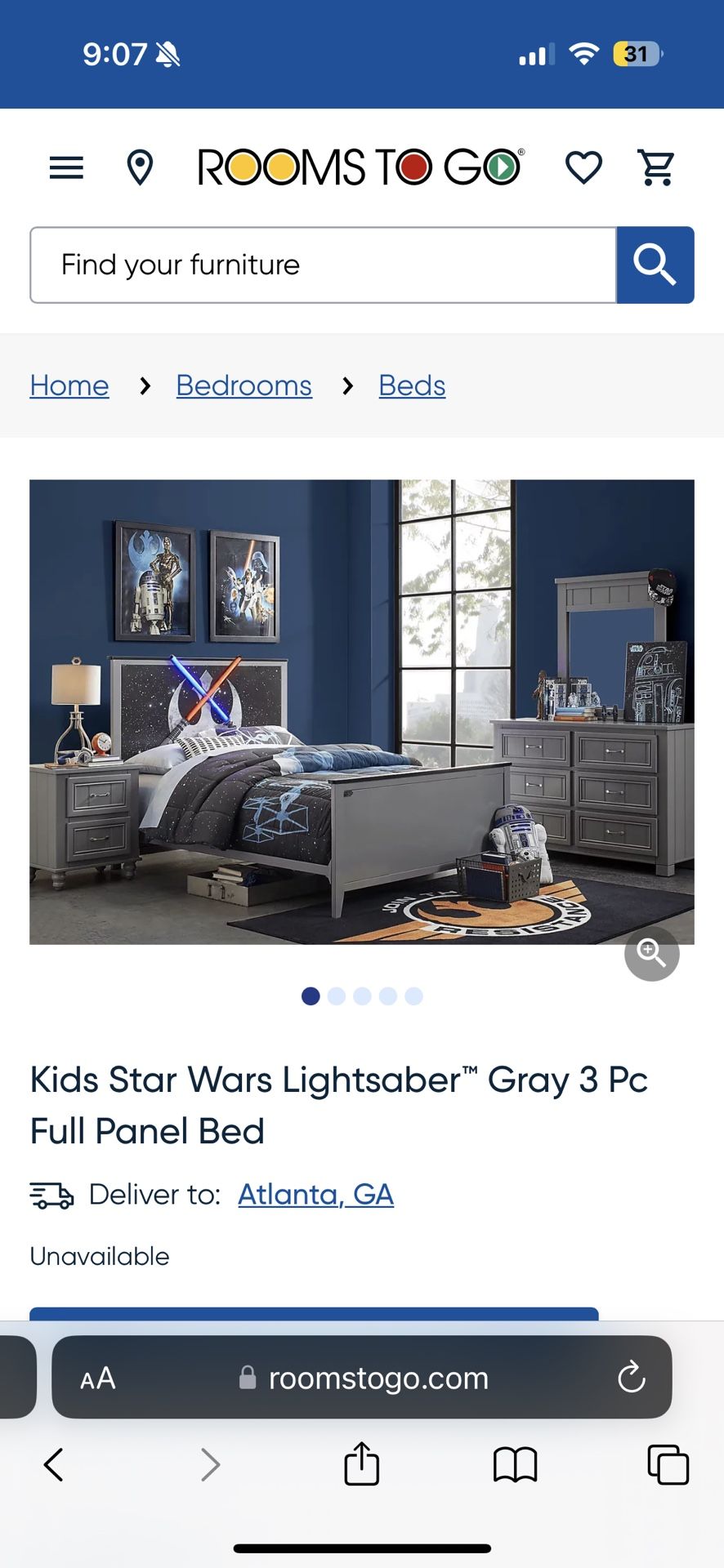 Boys Room Set  Star Wars With Led Lights From Rooms To Go 